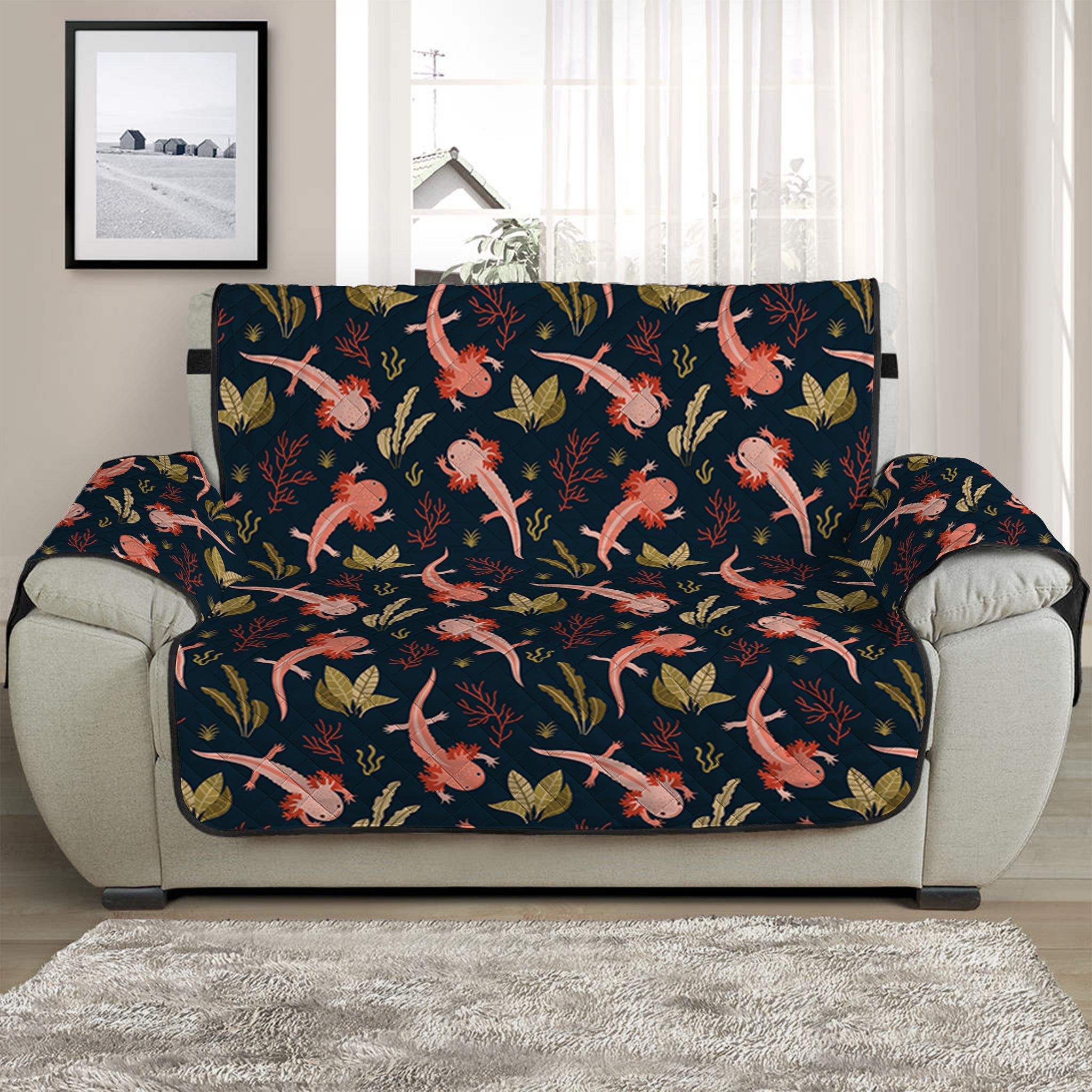 Baby Axolotl Pattern Print Half Sofa Protector