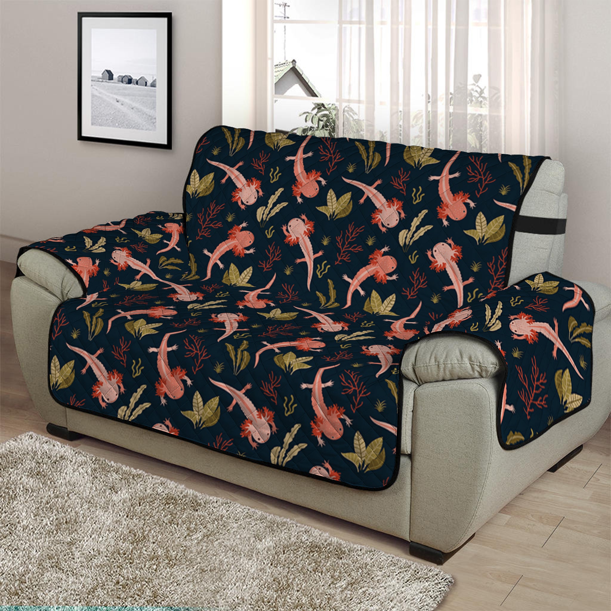 Baby Axolotl Pattern Print Half Sofa Protector