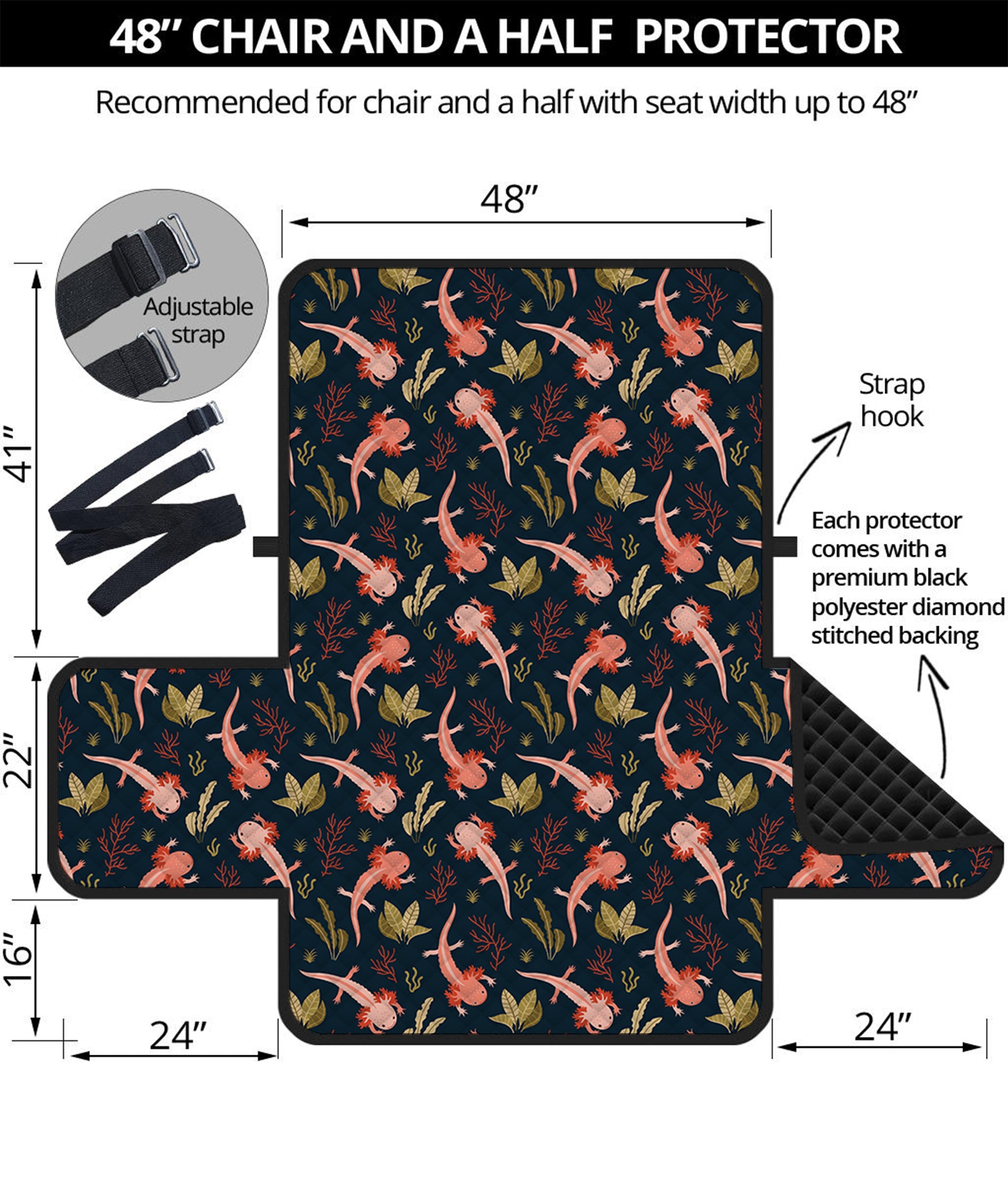 Baby Axolotl Pattern Print Half Sofa Protector