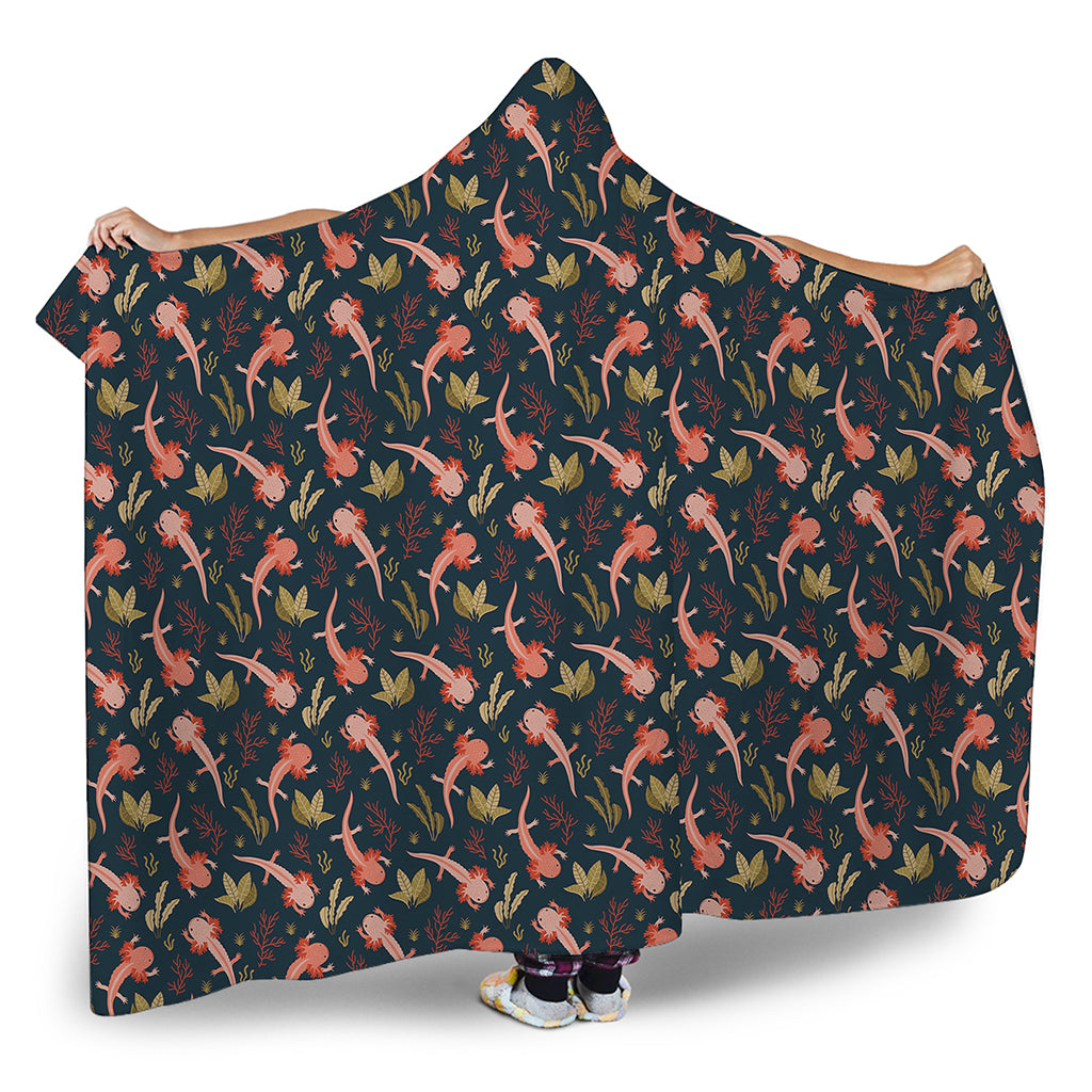 Baby Axolotl Pattern Print Hooded Blanket