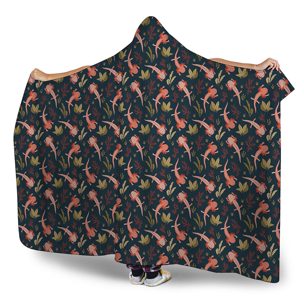 Baby Axolotl Pattern Print Hooded Blanket