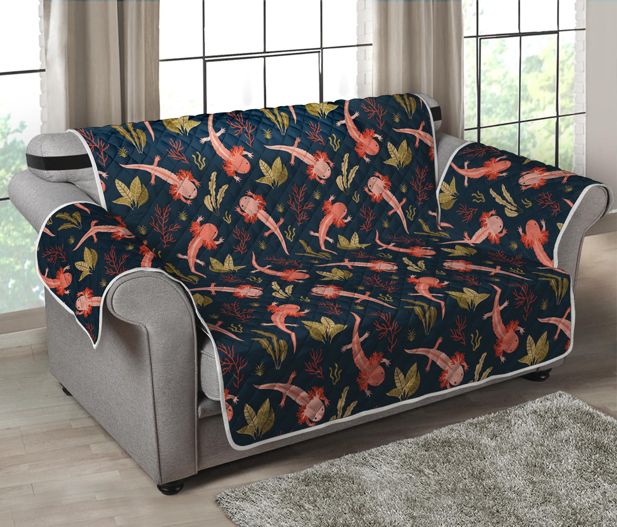 Baby Axolotl Pattern Print Loveseat Protector