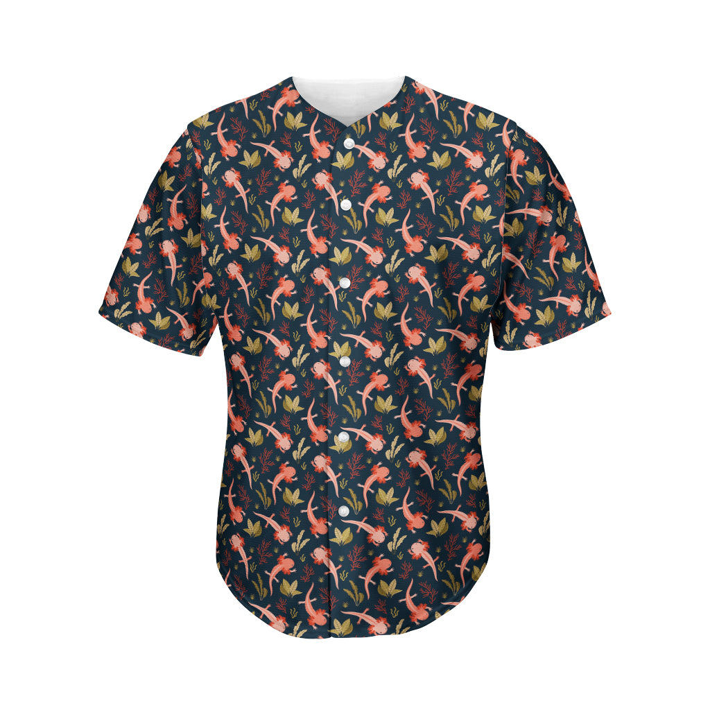 Baby Axolotl Pattern Print Men's Baseball Jersey