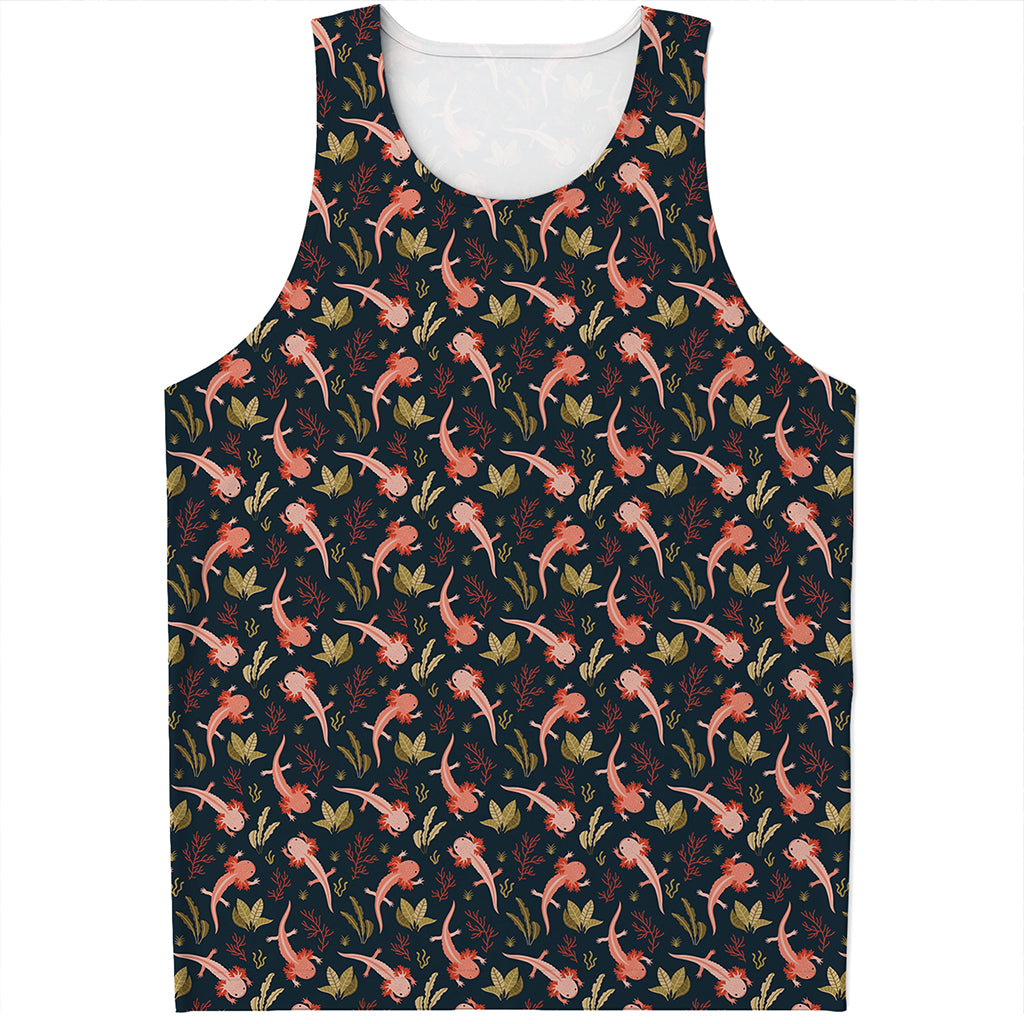 Baby Axolotl Pattern Print Men's Tank Top