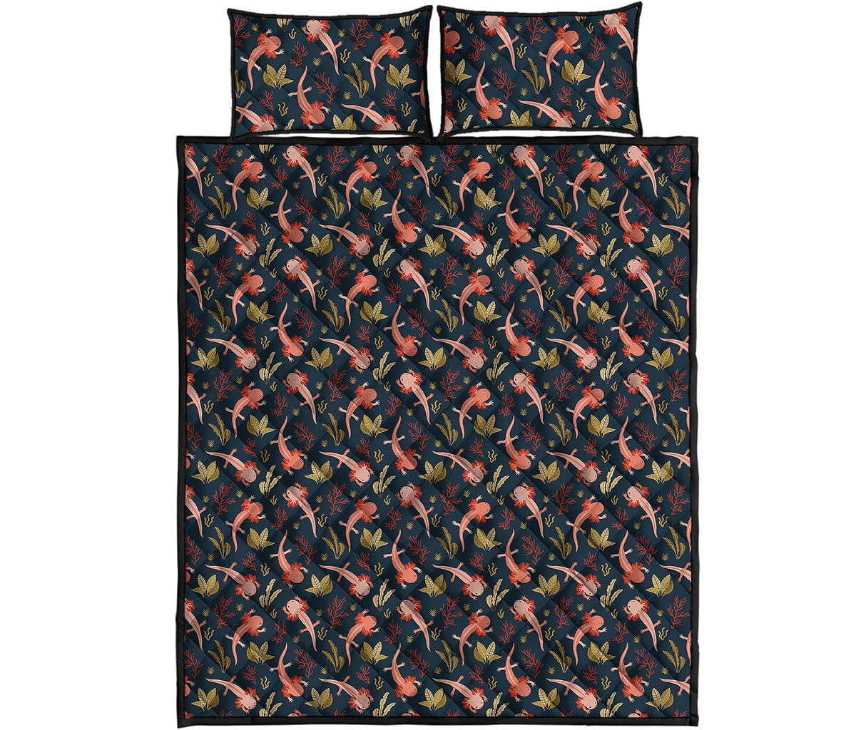 Baby Axolotl Pattern Print Quilt Bed Set