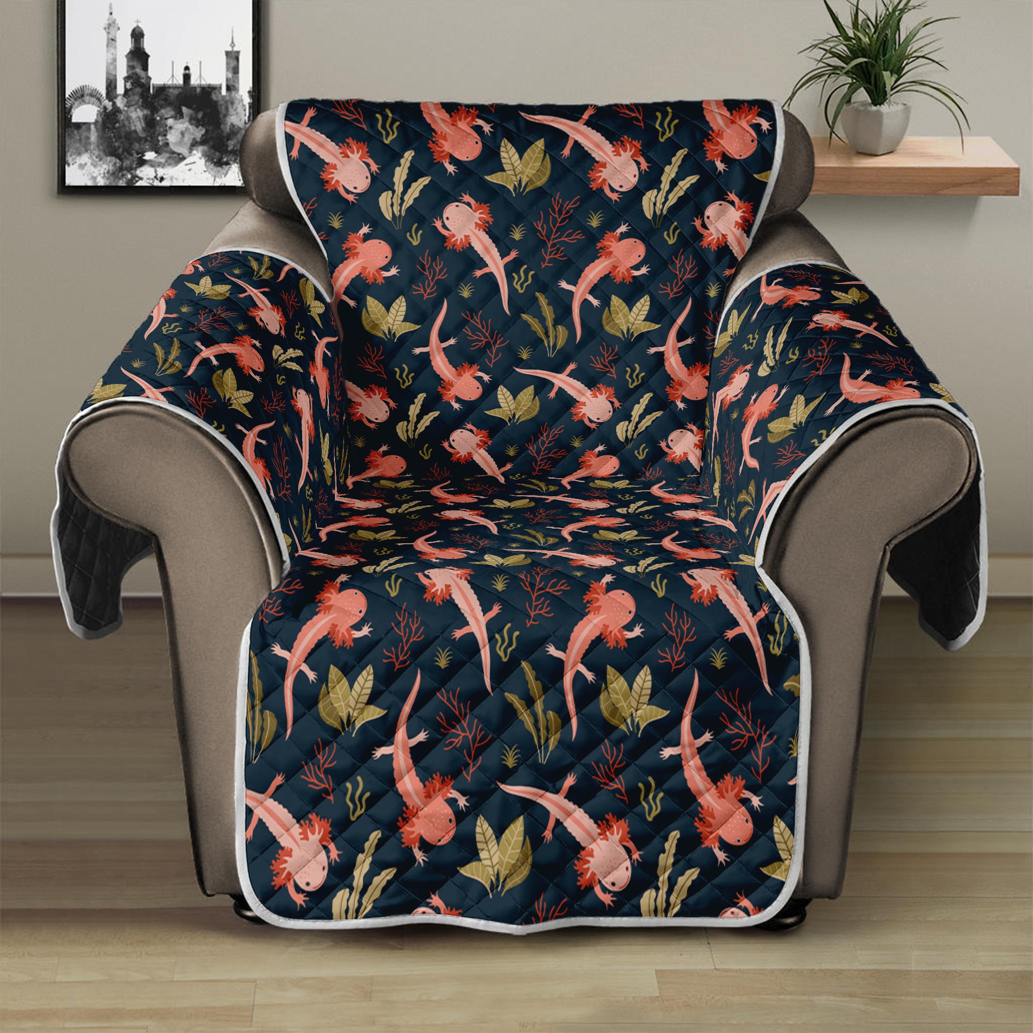 Baby Axolotl Pattern Print Recliner Protector