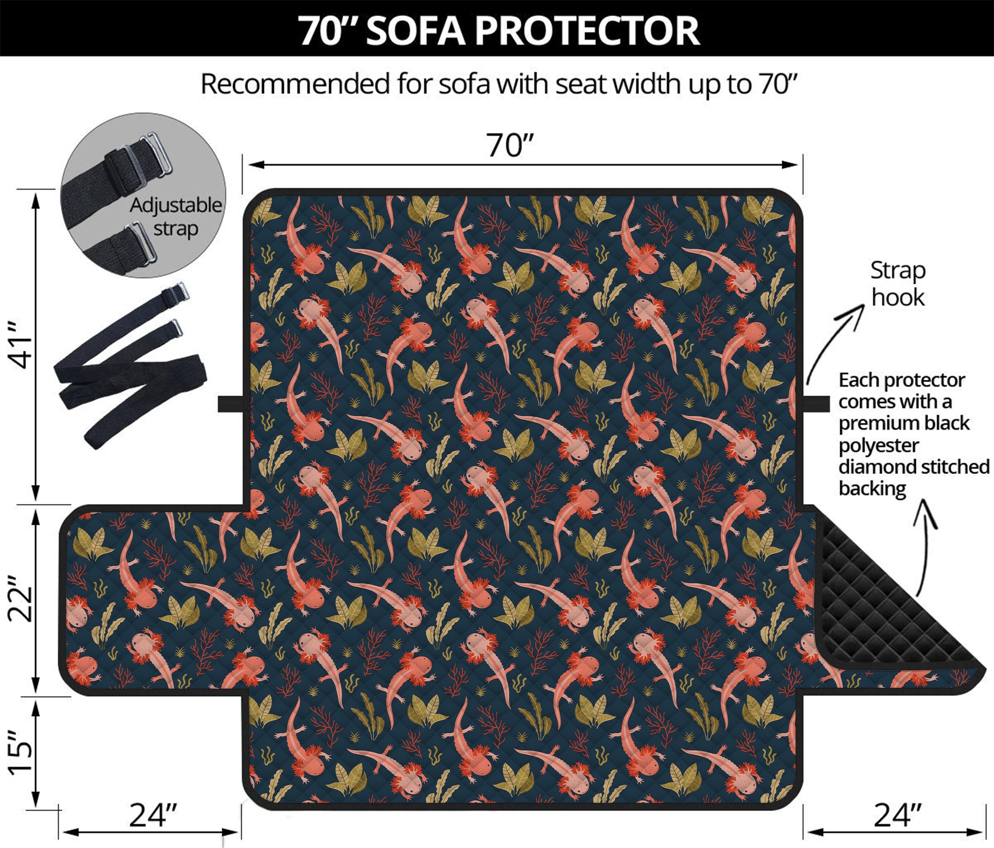 Baby Axolotl Pattern Print Sofa Protector