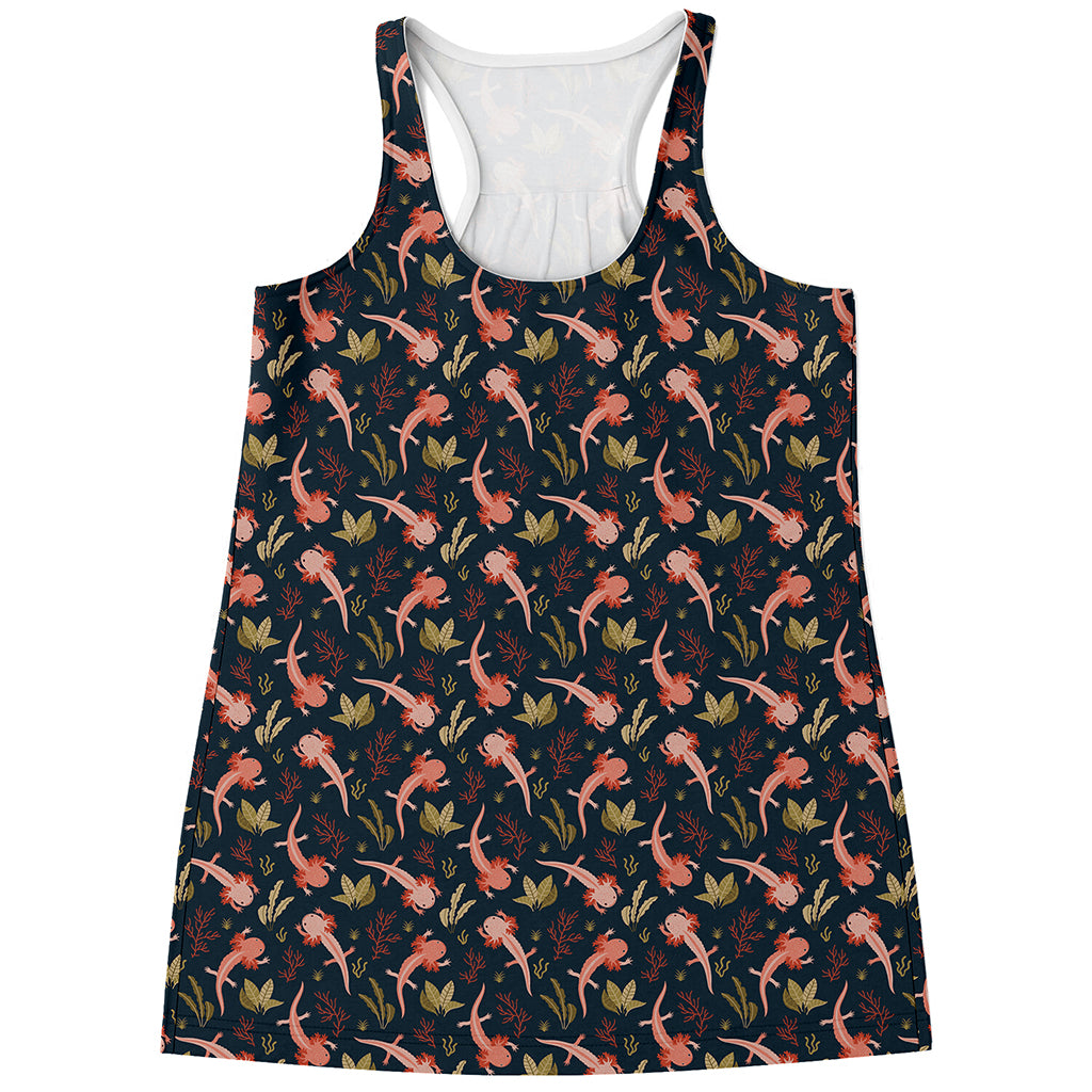 Baby Axolotl Pattern Print Women's Racerback Tank Top