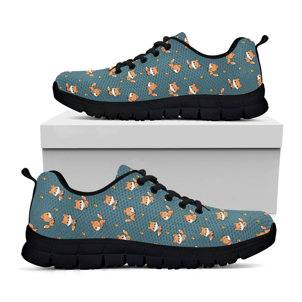 Baby Fox Pattern Print Black Sneakers