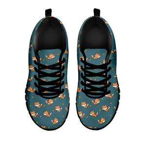 Baby Fox Pattern Print Black Sneakers