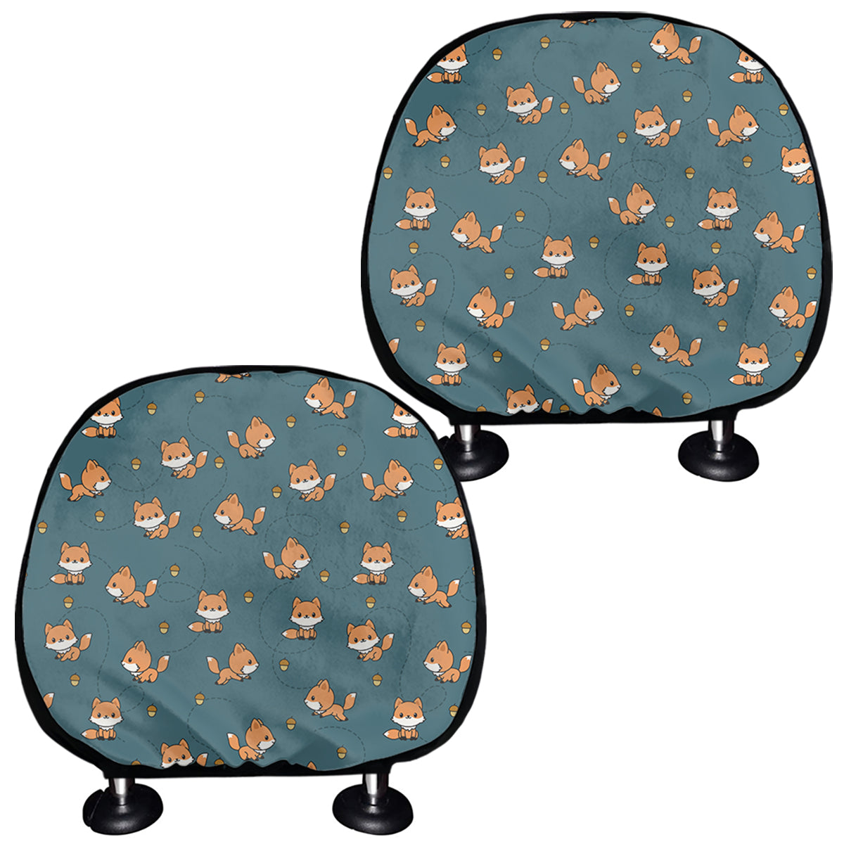 Baby Fox Pattern Print Car Headrest Covers