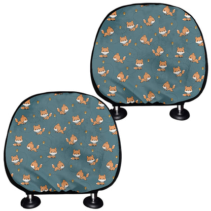 Baby Fox Pattern Print Car Headrest Covers
