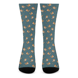 Baby Fox Pattern Print Crew Socks