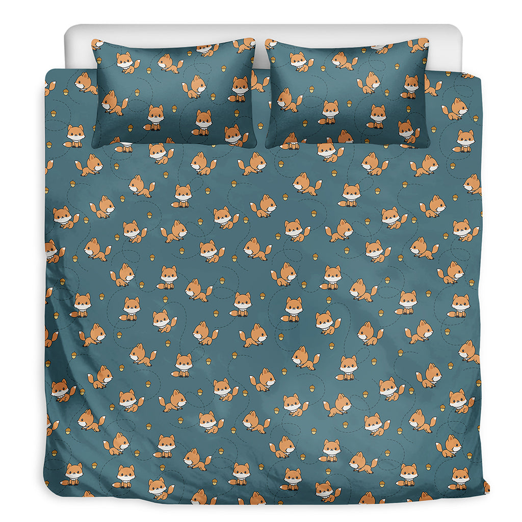 Baby Fox Pattern Print Duvet Cover Bedding Set