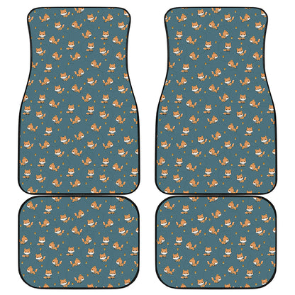 Baby Fox Pattern Print Front and Back Car Floor Mats