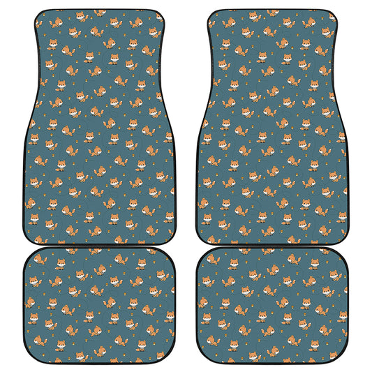 Baby Fox Pattern Print Front and Back Car Floor Mats