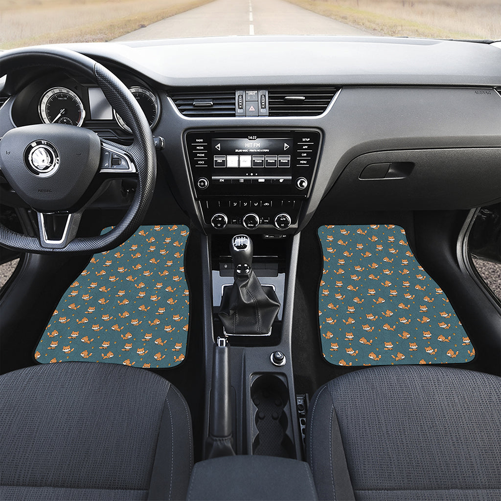 Baby Fox Pattern Print Front and Back Car Floor Mats