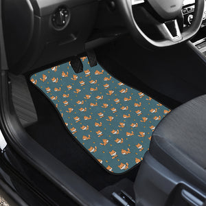 Baby Fox Pattern Print Front and Back Car Floor Mats