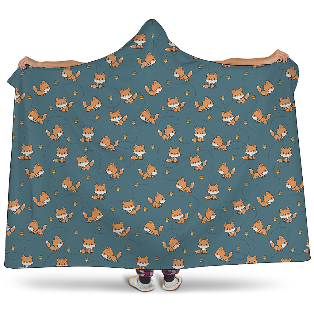 Baby Fox Pattern Print Hooded Blanket