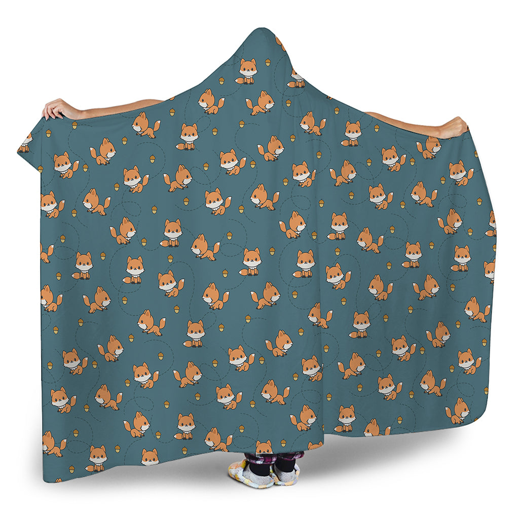 Baby Fox Pattern Print Hooded Blanket