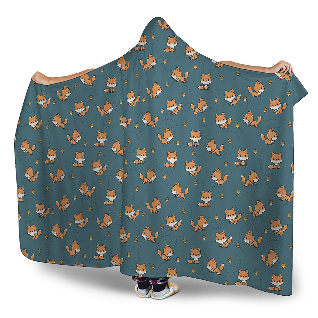Baby Fox Pattern Print Hooded Blanket