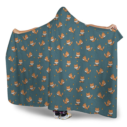 Baby Fox Pattern Print Hooded Blanket