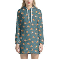 Baby Fox Pattern Print Pullover Hoodie Dress