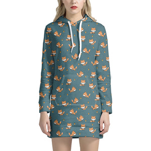 Baby Fox Pattern Print Hoodie Dress