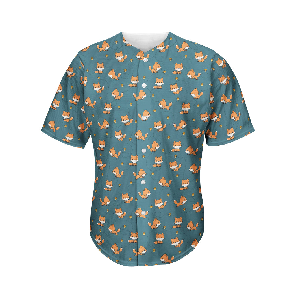 Baby Fox Pattern Print Men's Baseball Jersey