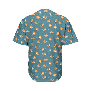 Baby Fox Pattern Print Men's Baseball Jersey