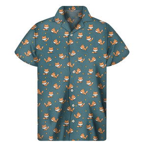 Baby Fox Pattern Print Men's Short Sleeve Shirt