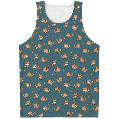 Baby Fox Pattern Print Men's Tank Top