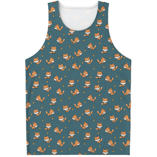 Baby Fox Pattern Print Men's Tank Top