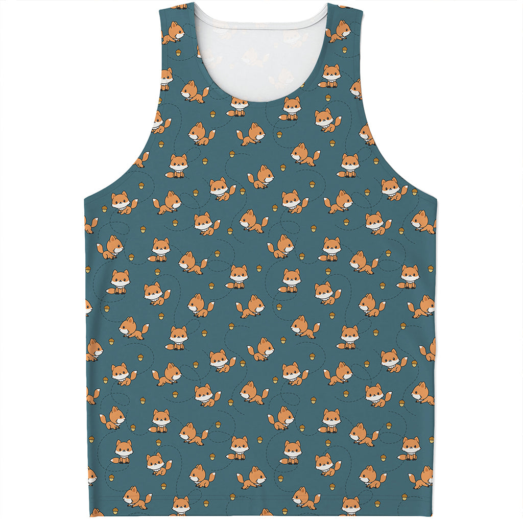 Baby Fox Pattern Print Men's Tank Top