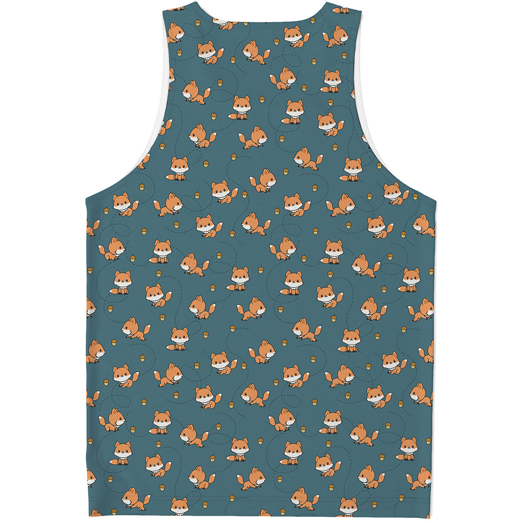 Baby Fox Pattern Print Men's Tank Top