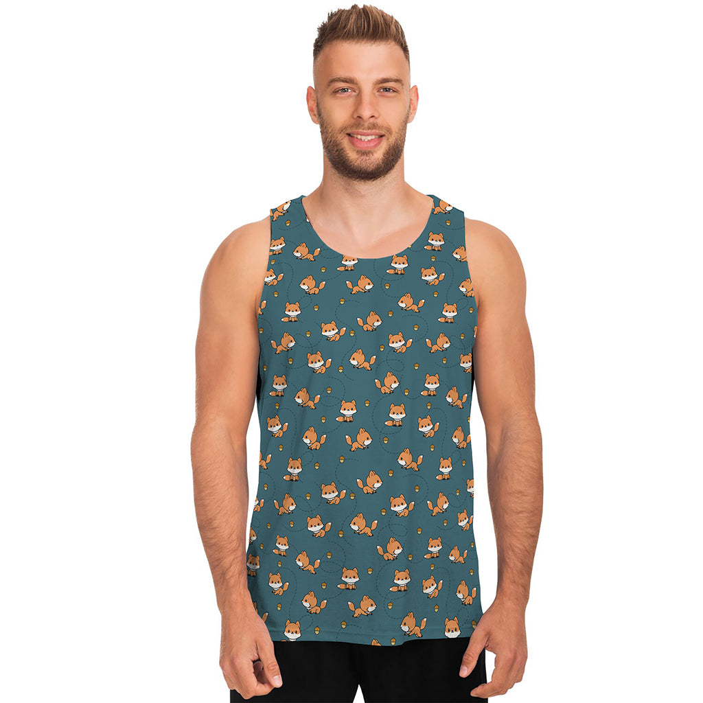 Baby Fox Pattern Print Men's Tank Top