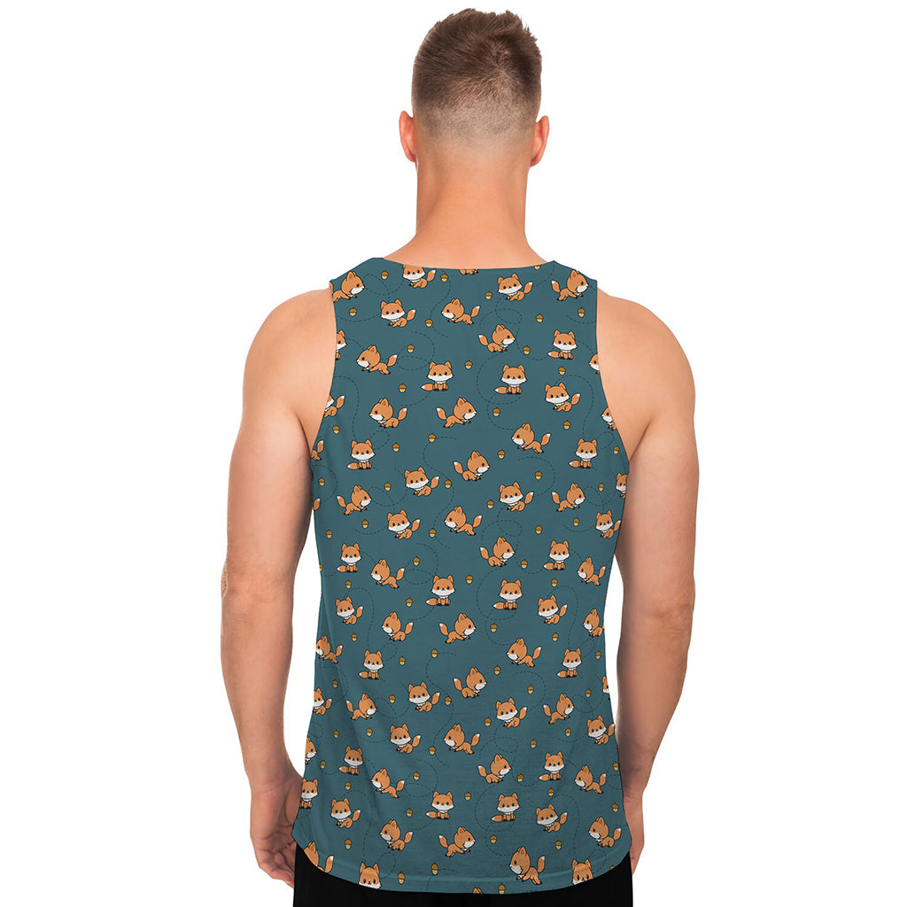 Baby Fox Pattern Print Men's Tank Top