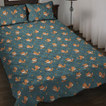 Baby Fox Pattern Print Quilt Bed Set