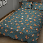 Baby Fox Pattern Print Quilt Bed Set