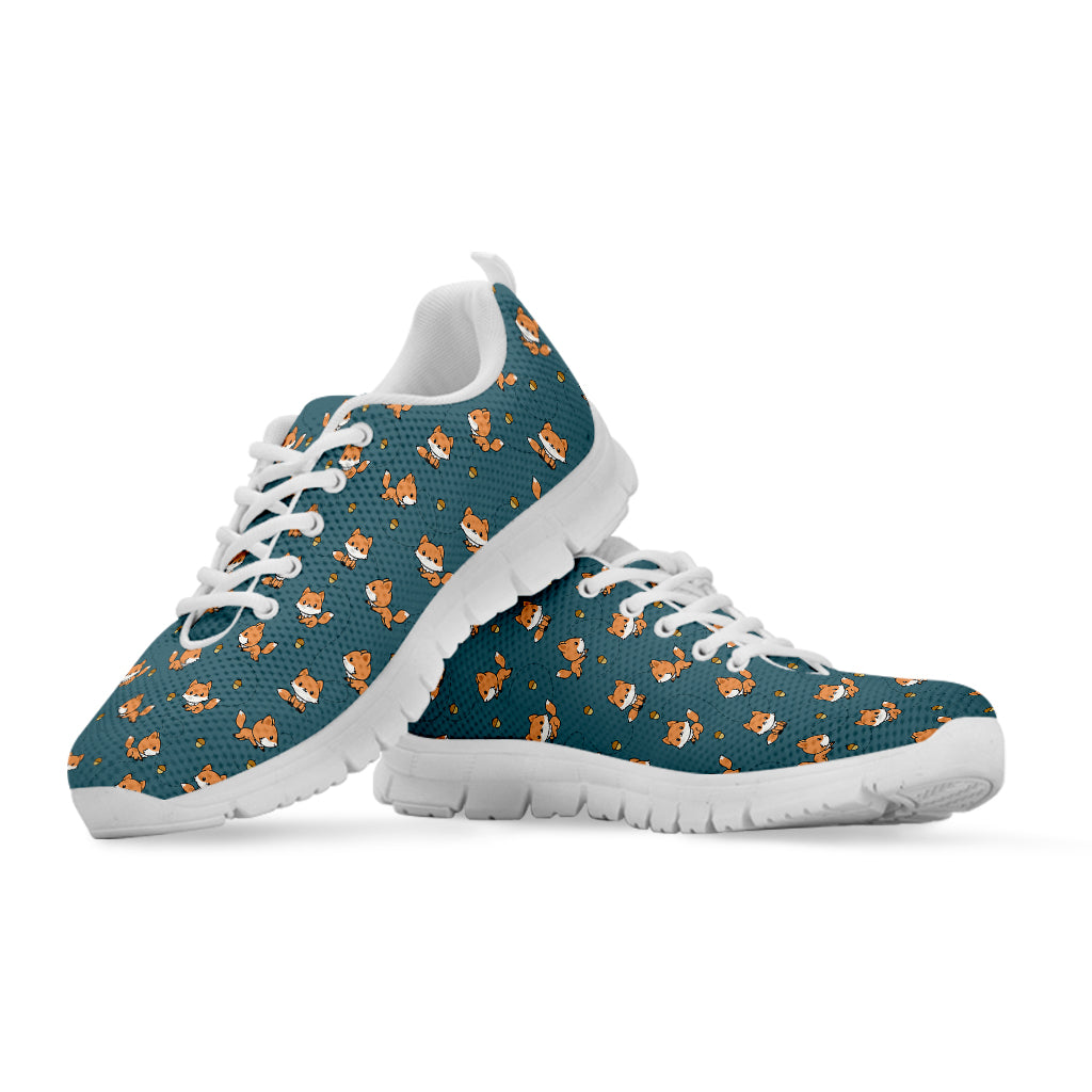 Baby Fox Pattern Print White Sneakers