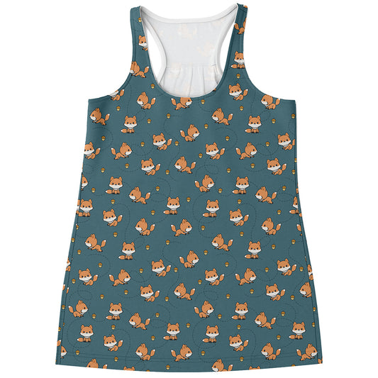 Baby Fox Pattern Print Women's Racerback Tank Top