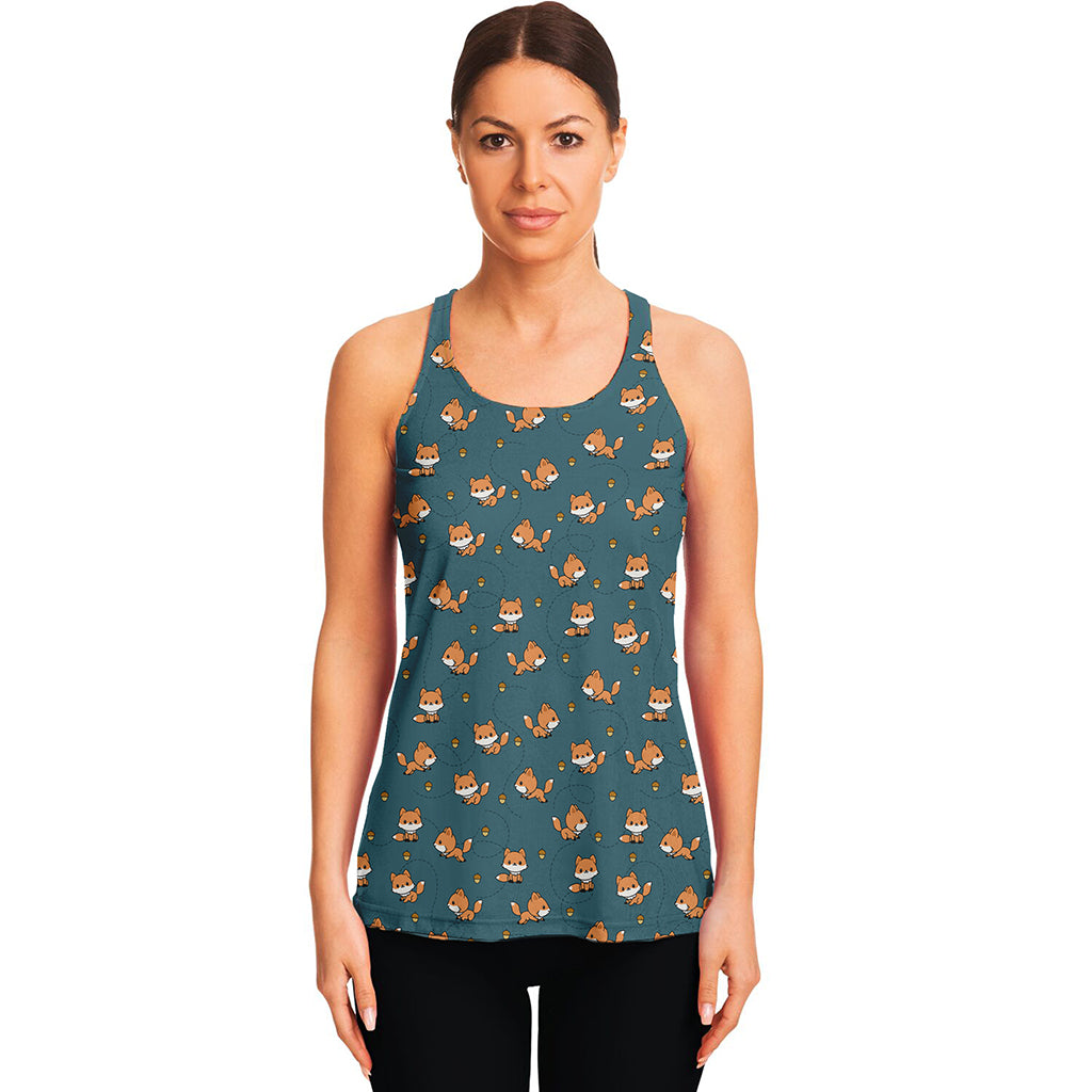 Baby Fox Pattern Print Women's Racerback Tank Top