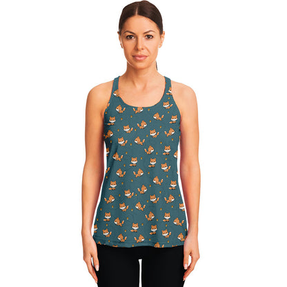 Baby Fox Pattern Print Women's Racerback Tank Top