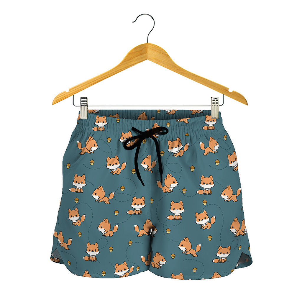 Baby Fox Pattern Print Women's Shorts