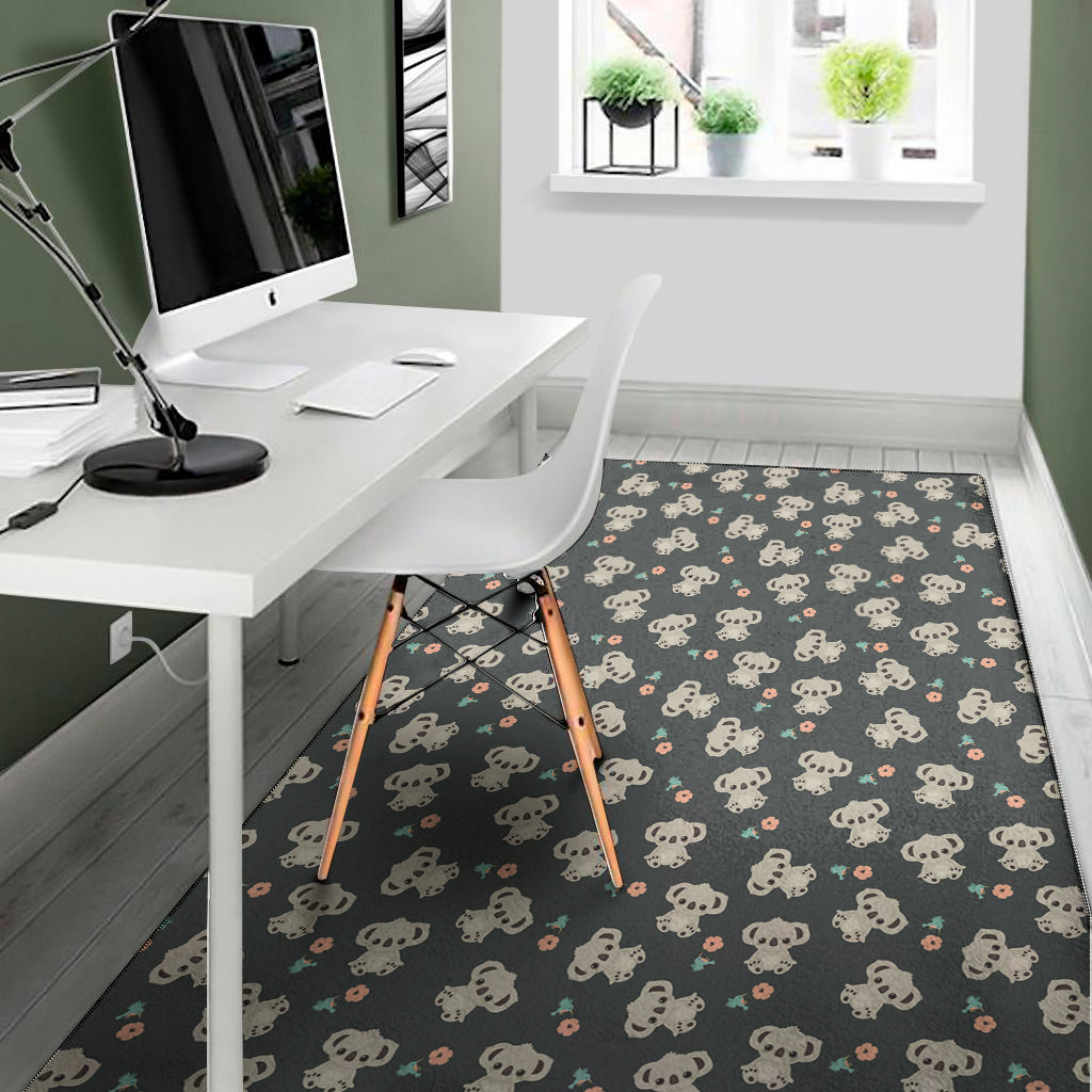 Baby Koala And Floral Pattern Print Area Rug