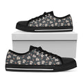 Baby Koala And Floral Pattern Print Black Low Top Sneakers