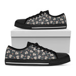 Baby Koala And Floral Pattern Print Black Low Top Shoes