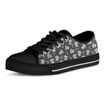 Baby Koala And Floral Pattern Print Black Low Top Shoes