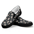 Baby Koala And Floral Pattern Print Black Slip On Sneakers
