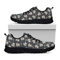 Baby Koala And Floral Pattern Print Black Running Shoes